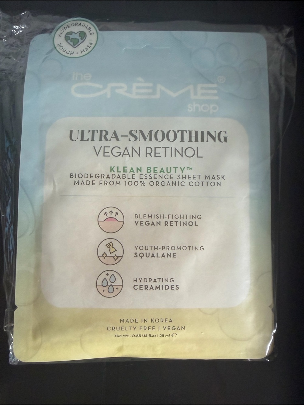 Sealed Creme Shop Lot of 5 Ultra-Smoothing Vegan Retinol Sheet Mask - Light Blue